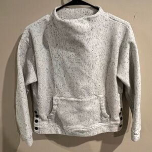 Madewell Womens Donegal Mock Neck Side Button Sweater Size  S Cream Gray Boxy